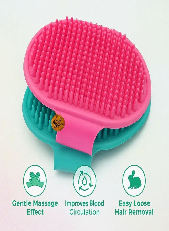 Sage Square Pet Grooming Combo for Dogs & Cats | Plastic Handle Flea Comb with Fine Stainless Steel Teeth + Soft Rubber Palm Comb for Bathing, Massaging & Deshedding | Anti-Tick Pet Care Tool - Image 5